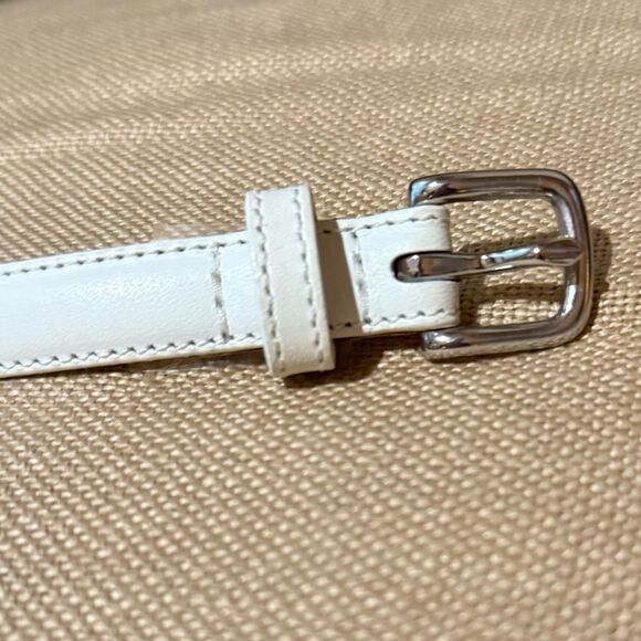 Brooks Brothers Ivory Leather Skinny Belt Large - Picture 4 of 4